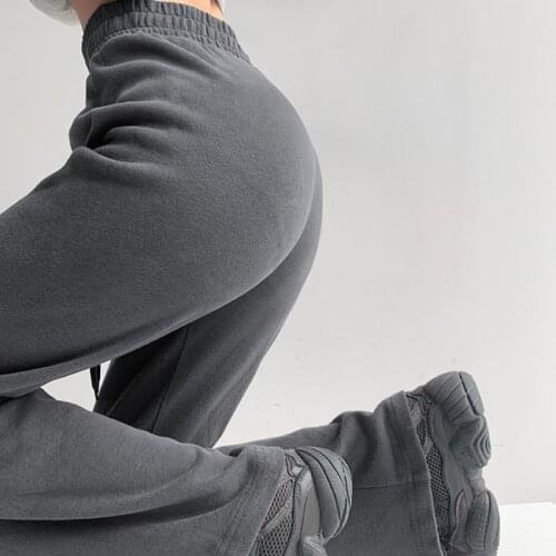 TVVOVVIN Solid Color High Waist Drawstring Casual Thin Trouser Summer Korean Loose All-match Split Pants Women ZD5V