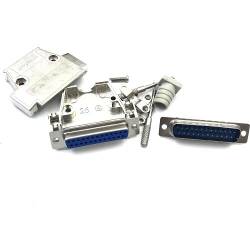 DB25 connector male&female 25 pins D-SUB gold plated needle 2 rows with metal shell
