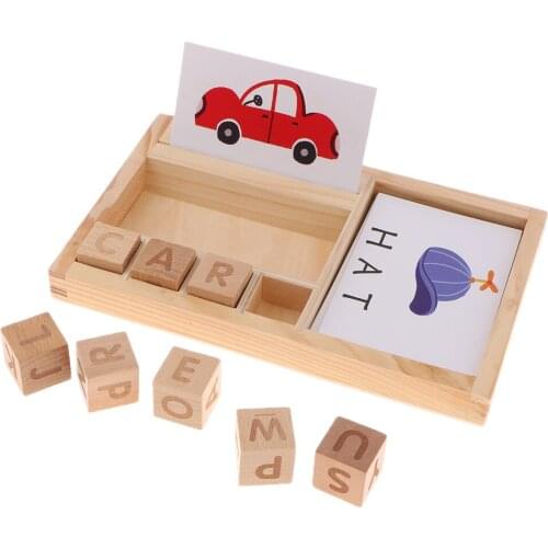 Wood Montessori Toys Word Spelling Board Family Set Preschool Kindergarten Kids Early Teaching Aids