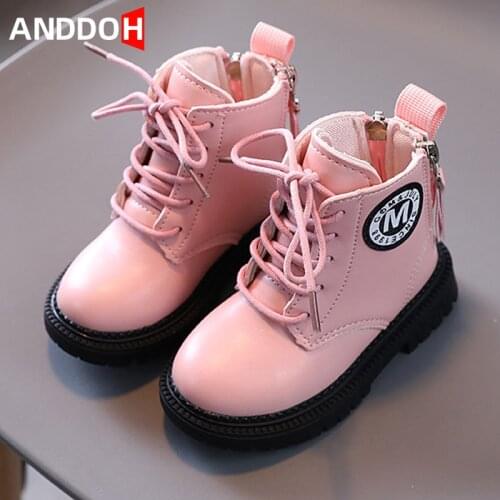 Size 21-30 Kids Wear-resistant Anti-slip Boots for Boys Girls Children Waterproof Leather Martin Boots Baby Casual Toddler Shoes