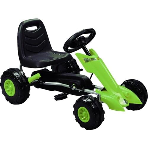 Kids 4 Wheel Ride On Car with Racing Steering Wheel, 3-8 Years Old Children Pedal Go Kart with Hand Brake