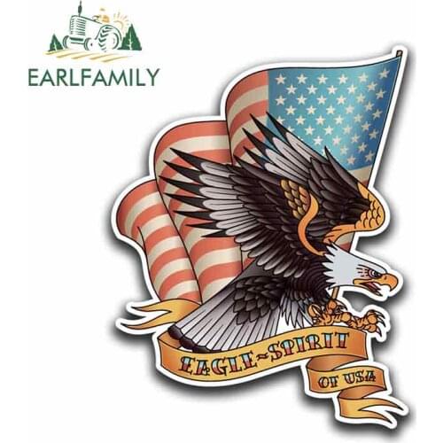 EARLFAMILY 13cm x 10cm for American Eagle USA Flag Sign Car Stickers Vinyl JDM Bumper Trunk Truck Graphics Waterproof Anime