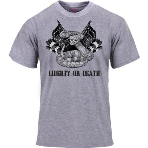 Men Grey T-Shirt Liberty Or Death Rothco 61530 custom printed tshirt hip hop funny tee mens tee shirts NEW ARRIVAL tees