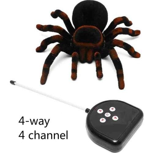 4-way Infrared RC Spider Eye Shine Halloween Simulation Scary Plush Creepy Tarantula Remote Control Tricky Scary Soft Prank Toys