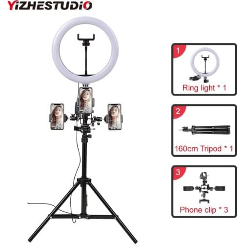 Yizhestudio 10'' Dimmable ring Lamp with light stand Muti-funcation LED Selfie Ring Light Phone Photography Video Makeup Lamp