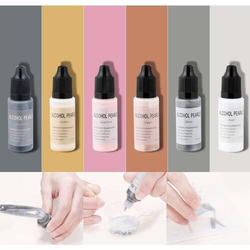 6 Colors 15ml Metallic Alcohol Pigment Resin Dye Alcohol-Based Ink Concentrated Paint Epoxy Resin Colorant Resin Casting Crafts