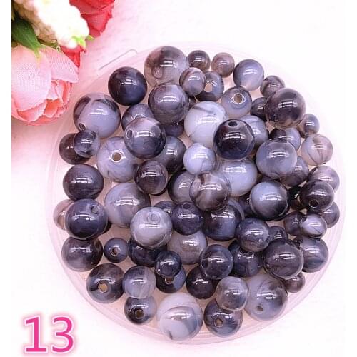 New 8 10 12 14mm Colour Round Acrylic Beads Spacer Loose Beads for Jewelry Making DIY Handmade Bracelet #13