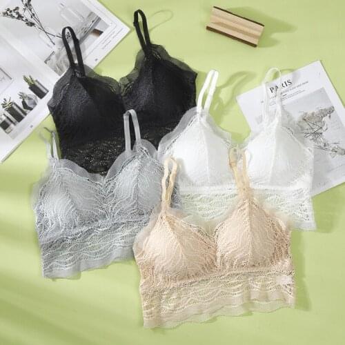 Linbaiway Women Lace Bra with Underwire Sexy Padded Bralette Lace Crop Tube Tops Brassiere Girls Seamless Underwear Lingerie