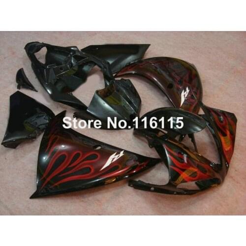 Injection molding new bodywork for YAMAHA YZF R1 2009-2015 fairing kit YZF-R1 09 10-13 14 15 red flames in black fairings 74