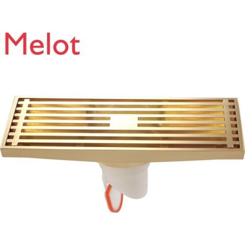 Copper Antique Deodorant Floor Drain Bathroom Shower Room Balcony Bathroom Rectangular Large Displacement Lengthened Floor Drain