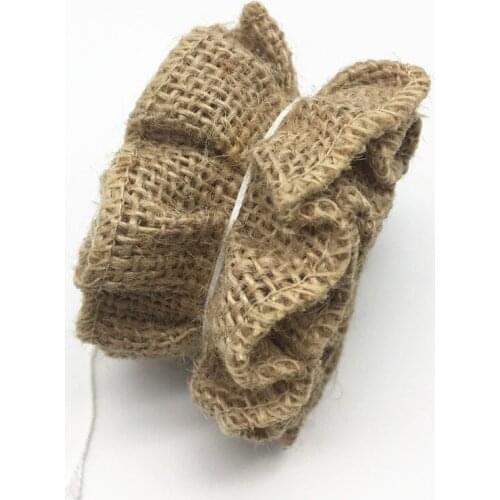 4.5cmX1yard/pc Handmade Rustic Ruffled Burlap Ribbon Trim For Wedding Decorations Natural DIY Crafts
