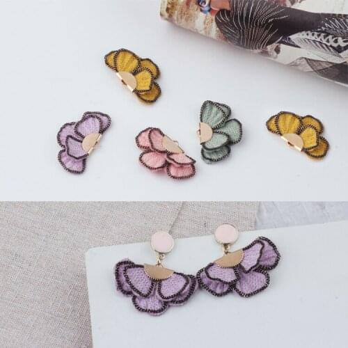 Min order 20pcs/lot color copper decoration polyester flowers shape fashion charms diy jewelry earrings pendants accessory