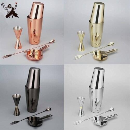 Cocktail Boston Shaker Bar Set Shaker Barware Set - 4 Pieces Bartender Kit Include Shaker, Jigger,Strainer & Spoon Bar Tools