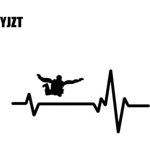 YJZT 15.9*7.4CM Heart Beat Line SKYDIVING SKYDIVE Decor Car Sticker Silhouette Vinyl Graphic C12-0732