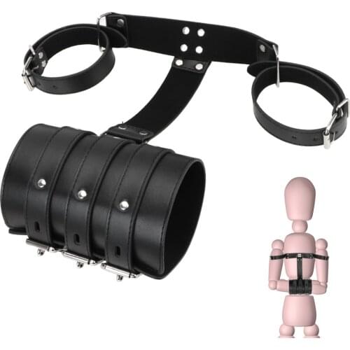 PU Leather Wrist Cuffs Handcuffs Sex Toys For Couples Adjustable Bondage Restraints Accessories Arms Behind Back Binder
