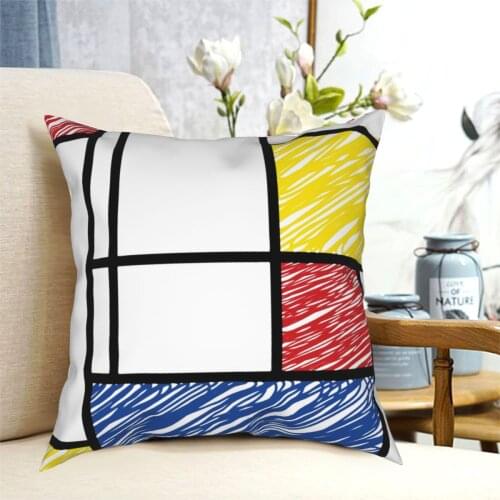 Mondrian Scribbles Pillowcase Soft Polyester Cushion Cover Gift Minimalist De Stijl Modern Art Pillow Case Cover Home 45*45cm