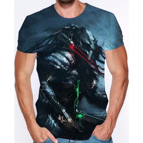 2021 New 3D Printing Movie Predator Mens T-shirt Summer Hip-hop Street X Casual Clothing Womens Predator Cool Shirt