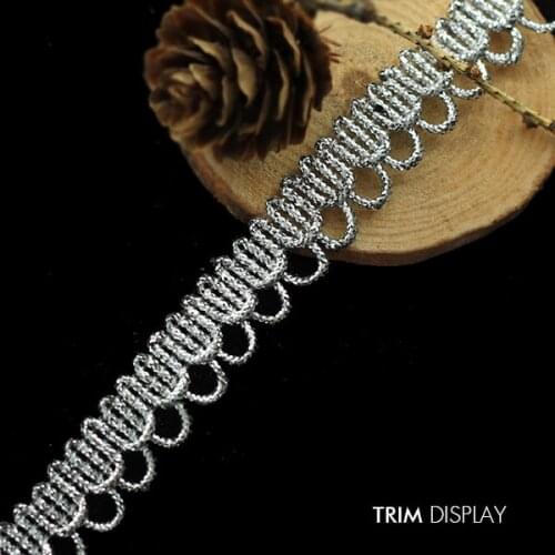 Braided Gimp Silver Metallic Lace Polyester Ribbon Trim Embellishment Venise Applique Trimming 10mm Sewing Supplies 40yard/T922