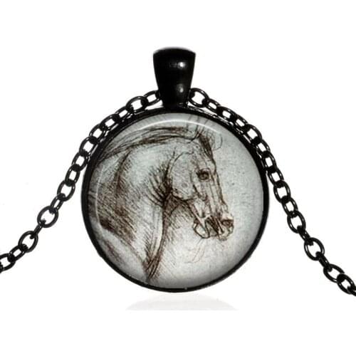 Fashion Deer Pendant Necklace Vintage Animal Jewelry Horse Photo Glass Cabochon Choker Necklace Jewelry for Women Accessories