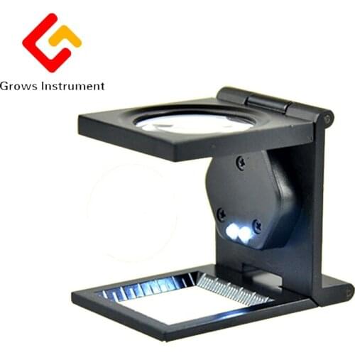 Portable 10x Folding Magnifying With Led Light Metal Frame Reading Magnifying Glass Jeweler Tool Watch Repair Black 38mm*55mm