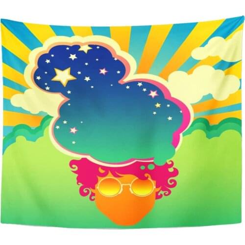 Psychedelic Psychedelic1960s 1960S Vintage Rock Groovy Hippie Tapestry Home Decor Wall Hanging for Living Room Bedroom Dorm 50in