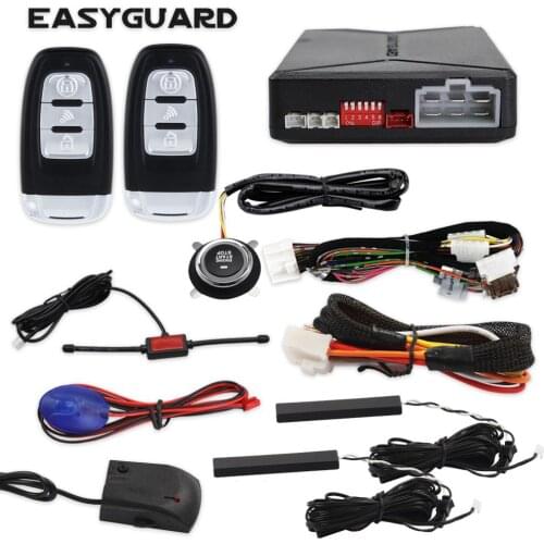 EASYGUARD remote engine start push start button start stop pke keyless entry system automatic shock alarm warning system dc12v