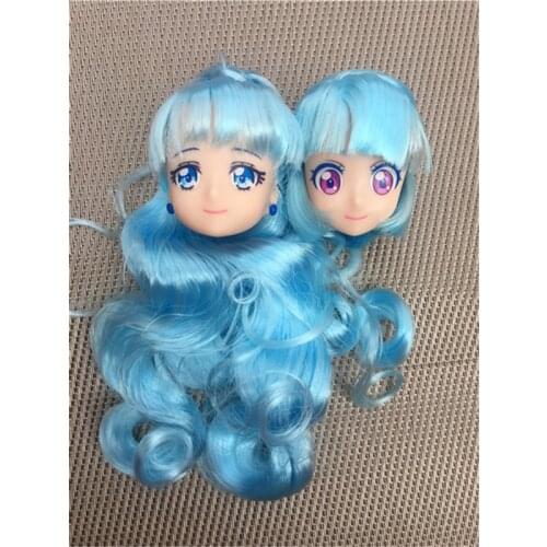 Rare Limited Edition Licca Doll Head Sky Blue Hair Toy Cartoon Doll Girls DIY Dressing Hair Toys Collection Cute Doll Head