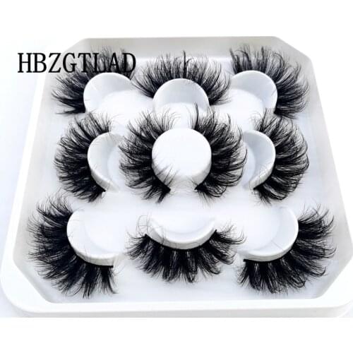 NEW 2/5 Pairs Faux Mink Eyelashes 25mm Lashes Fluffy Messy 3D Mink Lashes Wholesale, 5 Pairs Natural False Eyelashes Extension
