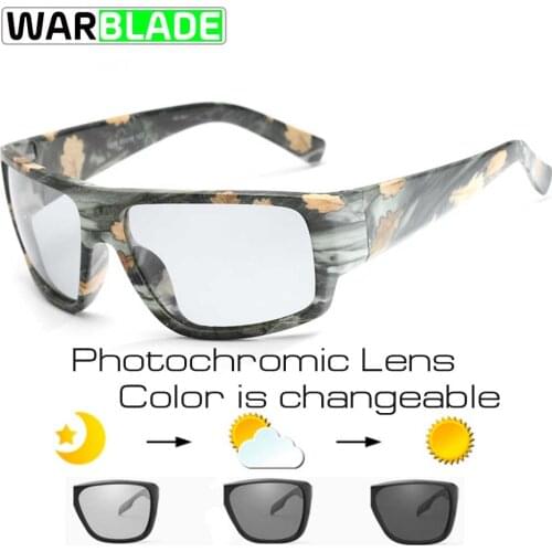 Square Cycling Photochromic Polarized Sunglasses Men Women Camo Chameleon Discoloration Biking Driving Night Vision Sun Glasses