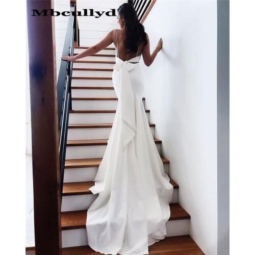 Mbcullyd Mermaid Wedding Dresses Boho 2020 V Neck Backless White Ivory Wedding Gowns Bride Dress Plus Size vestidos de noiva