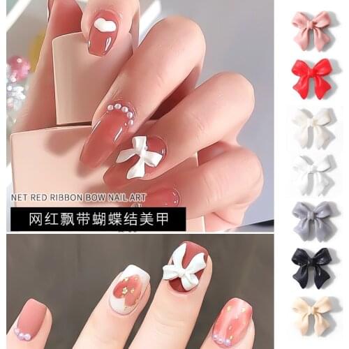 Japanese Style Nail Beauty Decorations Ribbon Bowknot Pink Red White Black Korean Style Bow Manicure Decoration Nail Accessories