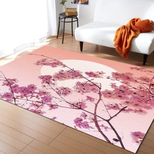 Japanese Sakura Cherry Blossoms Carpets for Bed Room Modern Home Large Area Rug for Living Room Bay Window Mat
