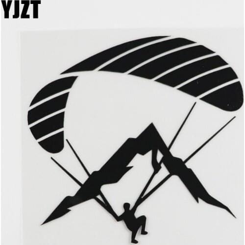 YJZT 12.2CMX11.6CM Paraglider Paragliding Extreme Sports Vinyl Car Sticker Black/Silver 8A-0304