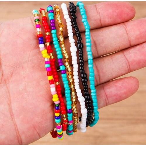 Women Bohemian Bracelets Handmade Jewelry High Elastic Bangles Ethnic Colorful Beads Charm Bracelet For Women Beach Party Gifts