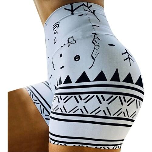 Ladies'printed High-waist Hip Stretch Underpants Running Fitness Yoga Shorts Summer New Ladies'printed High-waist Hip Stretch