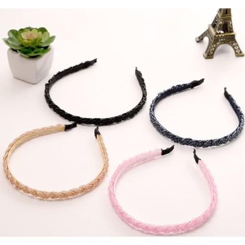 2019 High quality temperament compact beaded braid Hair Hoop Hairband for Women Girls Bezel Hair Band Hair Accessories