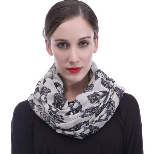 Sugar Skull Print Infinity Circle Loop Scarf Womens Accessories