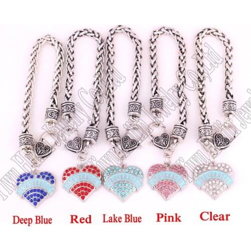 1"*1" inches PROVERBS 31 heart Crystal Charm With 20cm Wheat Chain Lobster Claw Bracelet