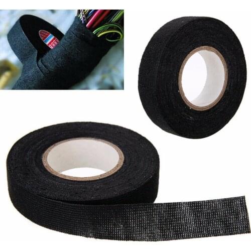 Black Color 1Roll 19mm x 15M Wiring Harness Tape Strong Adhesive Cloth Fabric Tape For Looms Cars Auto DIY