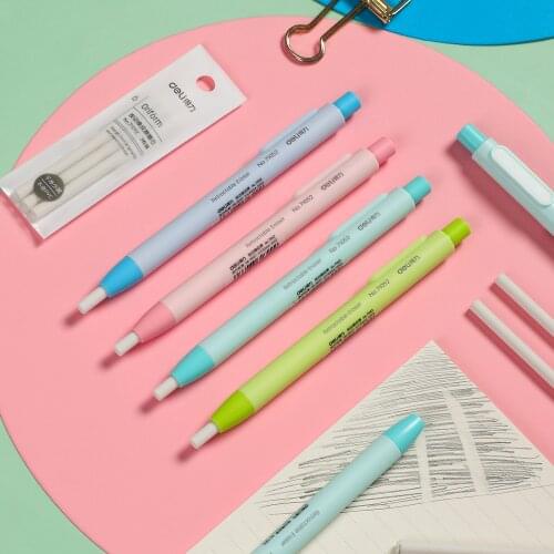 1 pcs Fashion Creative Pen Shape Eraser Retractable Simple Push Eraser Eraser Stationery With Replaceable Refills School Supplie