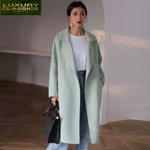 100% Elegant Spring Autumn Wool Coat Female Vintage Ladies Long Woolen Jacket Women Manteau Femme 2021 Korean Coats 8808