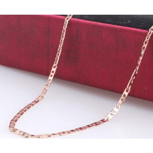 2mm width rose gold color Flat Twisted chains length 45cm 316L Stainless steel Necklace for men women jewelry wholesale
