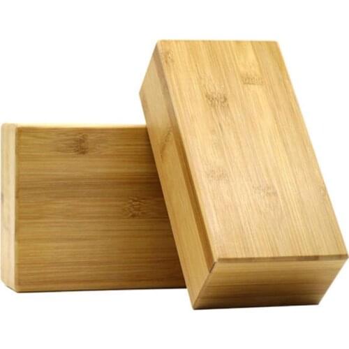 2 Pcs Bamboo Wood Yoga Block Solid High Density Pilates Brick Fitness Equipment for Crossfit Gym Bodybuilding Home Exercise