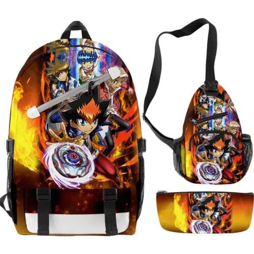 New 3pcs/set Beyblade Burst Evolution Boys Girls Schoolbag Backpack bag Men Waterproof Oxford Travel Bag Backpack Laptop Bag