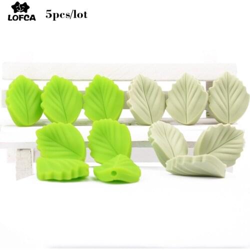 Wholesale 5pcs/lot Leaf Loose Silicone Bead Teething Necklace DIY Leaves Beads Baby Teething Gel Beads Free of BPA