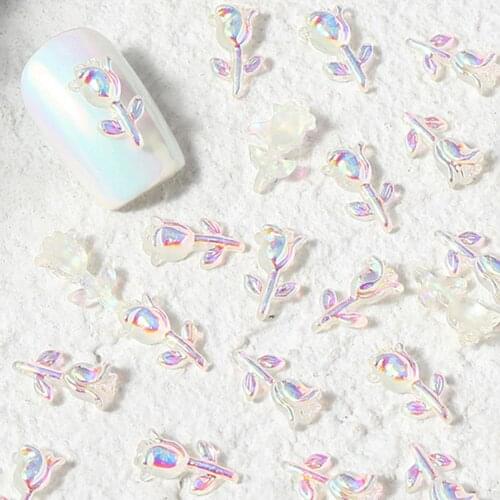 Rose Nail Art Jewelry Crystal Three-dimensional Nail Decoration Aurora Flower Three-dimensional Small Fresh Nail Accessories