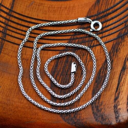 MetJakt Vintage 925 Sterling Silver 1.0mm Popcorn Chain Necklace Fit Pendant Charm for Women Men 925 Jewelry Gift 40cm 45cm 50cm