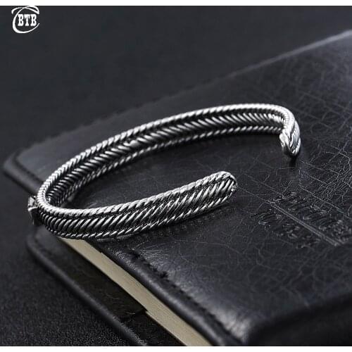 Black CZ Ancient Silver Plated Buddha Bracelets Banquet Accessory Women Gifts New Vintage Design Cuff Wristband High Quality