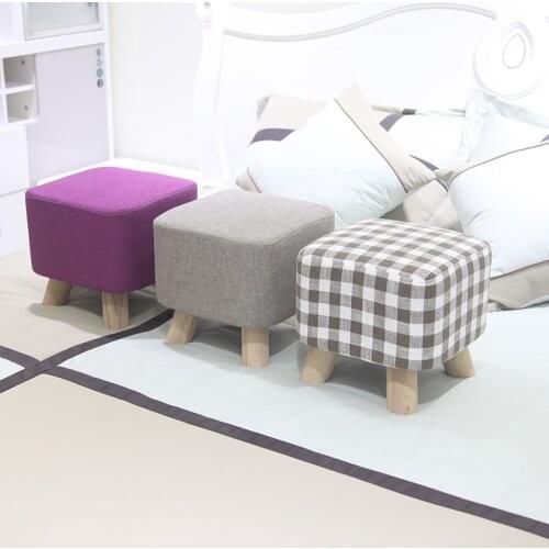 Wooden square stool living room kids sofa bench wearing shoes stools home cloth art foot stool
