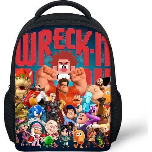 HaoYun Kindergarten Kids Backpack Wreck-It Ralph Pattern Babies School Book Bags Cartoon 3D Anime Design Boys Girls Small Bags